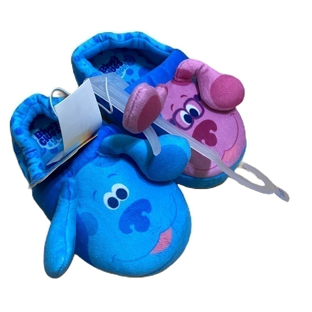 Blue’s Clues Plush Slippers NWT 9/10 Blue Magenta Pink Nickelodeon Kids